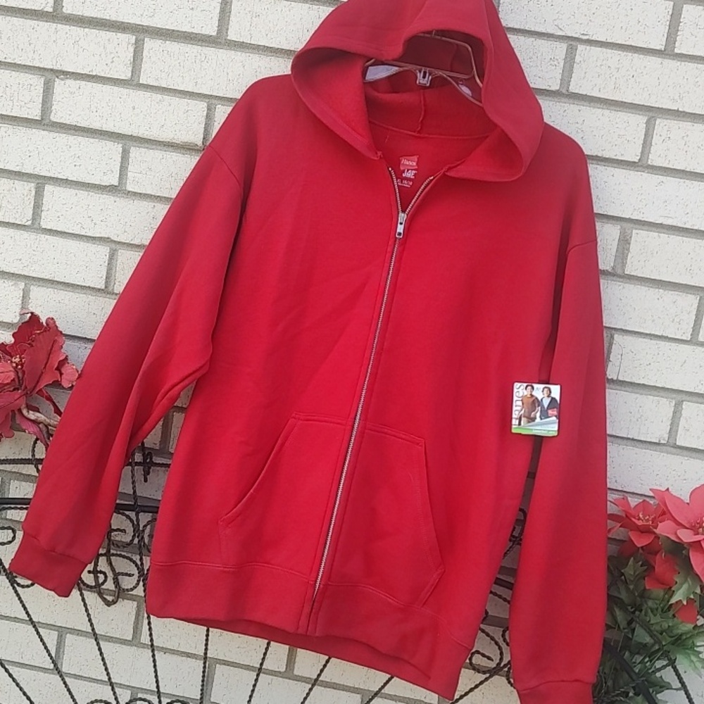 Youth Hanes Red, Hooded Jacket - - Picture 3 of 11